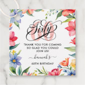 60e verjaardagsfeestje Waterverf Bloemen Bedankjes Labels (Voorkant)