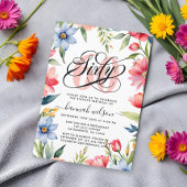 60e Verjaardagsfeestje Waterverf Bloemen Foto Kaart