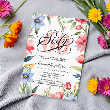 60e Verjaardagsfeestje Waterverf Bloemen Foto