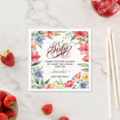 60e verjaardagsfeestje Waterverf Bloemen Servet (Insitu)