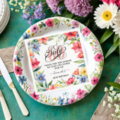 60e verjaardagsfeestje Waterverf Bloemen Servet