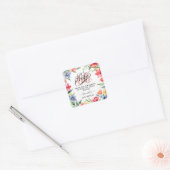 60e verjaardagsfeestje Waterverf Bloemen Vierkante Sticker (Envelop)