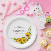 60e verjaardagsfeestje Zonnebloem Daisy Custom Papieren Bordje (Feest)