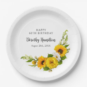 60e verjaardagsfeestje Zonnebloem Daisy Custom Papieren Bordje