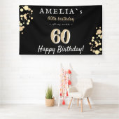 60e verjaardagsfeestje zwart gouden achtergrond spandoek (Insitu)