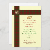 60e verjaardagsfeestuitnodiging voor man plaid bor kaart (Voorkant / Achterkant)