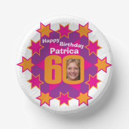 60e verjaardagsfoto en noem roze ster papieren kommen