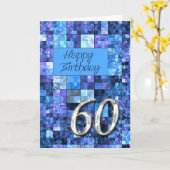 60e Verjaardagskaart met abstracte vierkantjes. Kaart (Gele Bloem)