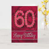 60e verjaardagskaart met rozen en bladeren kaart (Gele Bloem)