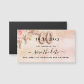 60e verjaardagspampas roos sparen de datummagneet (Voorkant / Achterkant)