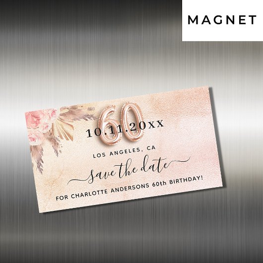 60e verjaardagspampas roos sparen de datummagneet