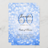 60e Verjaardagsprogramma Navy Blue Bokeh w / Menu Kaart (Voorkant / Achterkant)