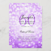 60e Verjaardagsprogramma Paarse Bokeh met Menu Kaart (Voorkant / Achterkant)