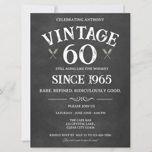 60e verjaardagsuitnodiging - Whiskey Thema f Kaart (Voorkant)