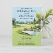60e verpartijfeest heren golf themafeest kaart (Staand voorkant)