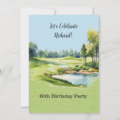 60e verpartijfeest heren golf themafeest kaart (Achterkant)