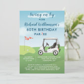 60e verpartijfeest voor mannen golf themafeest kaart (Staand voorkant)