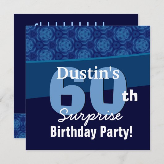 60e verrassing Birthday Hues of Blue G433 Kaart (Voorkant / Achterkant)