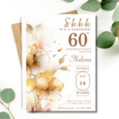 60e Verrassing Gouden Bloemen Waterverf Verjaardag Kaart