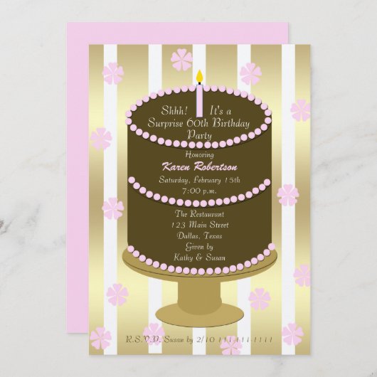 60e verrassing verjaardagsfeestuitnodiging kaart (Voorkant / Achterkant)