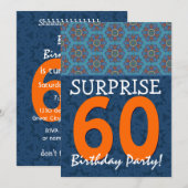 60e verrassingsdag blauw en Oranje Sjabloon Kaart (Voorkant / Achterkant)