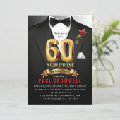60e verrassingsdag - Tuxedo-uitnodiging Kaart (Staand voorkant)