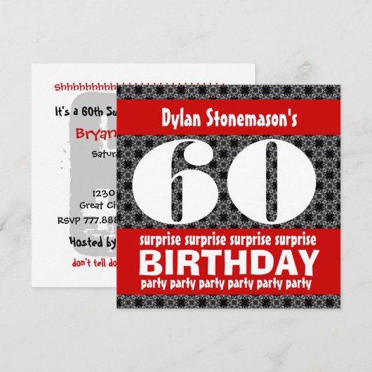 60e verrassingsdag: zwart rood wit kaart (Voorkant / Achterkant)
