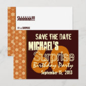 60e Verrassingsfeestje Gouden Chocolade Sinaasappe Aankondigingskaart (Voorkant / Achterkant)