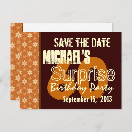 60e Verrassingsfeestje Gouden Chocolade Sinaasappe Aankondigingskaart (Voorkant / Achterkant)