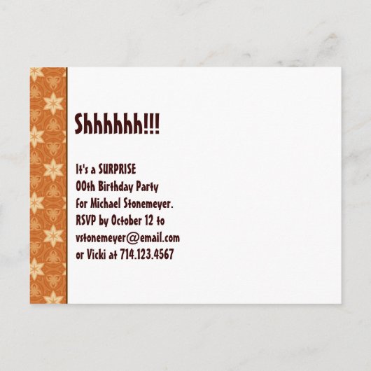 60e Verrassingsfeestje Gouden Chocolade Sinaasappe Aankondigingskaart (Achterkant)