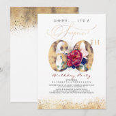 60e Verrassingsverjaardagsfeestje Navy Blue & Bour Kaart (Voorkant / Achterkant)