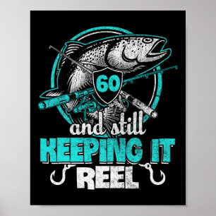 60e Visgrappig Verjaardagsshirt Visser Blijven Vis Poster