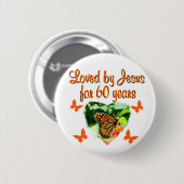 60E VLINDER VERJAARDAG ONTWERP RONDE BUTTON 5,7 CM (Voorkant /achterkant)