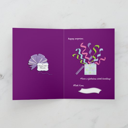 60e voor haar Gepersonaliseerd verjaardag Wenskaar Kaart (Binnen)