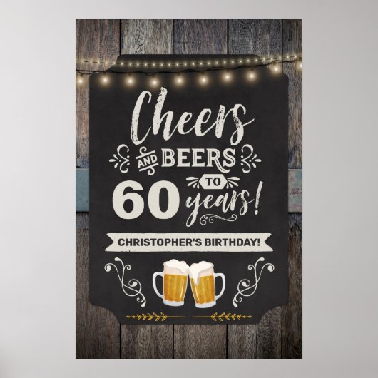 60e welkomstteken voor Cheers & Beers 20x30 Poster (Voorkant)