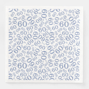 60e willekeurig getallenpatroon blauw/wit servet