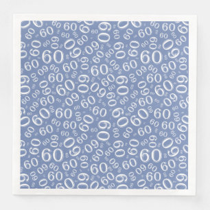60e willekeurig getallenpatroon blauw/wit servet