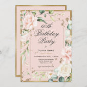 60e zestigste 60e verjaardag Roze Floral Kaart (Voorkant / Achterkant)