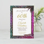 60e zestigste luipaard palm wilde Paarse verjaarda Kaart (Staand voorkant)