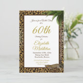 60e zestigste luipaard printpalm Wild Birthday Kaart (Staand voorkant)
