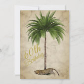 60e zestigste luipaard printpalm Wild Birthday Kaart (Achterkant)