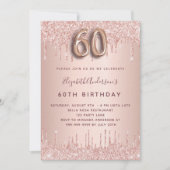 60e zestigste roos gouden brute glitter druppelt l kaart (Voorkant)