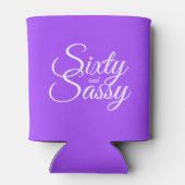 60e zestigste zestigste verjaardag Heldere Paarse  Blikjeskoeler (Achterkant)