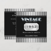 60e Zilveren Chrome Zwarte Dag Partij Kaart (Voorkant / Achterkant)