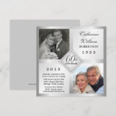 60e Zilveren Diamanten Bruiloft Foto Uitnodigingen (Voorkant / Achterkant)