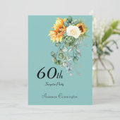 60e Zonnebloem Verrassing Verjaardagsfeest Uitnodi Kaart (Staand voorkant)