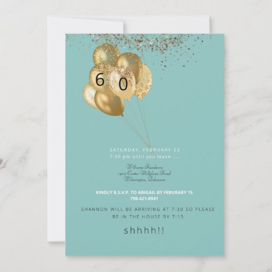 60e Zonnebloem Verrassing Verjaardagsfeest Uitnodi Kaart (Achterkant)