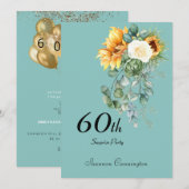 60e Zonnebloem Verrassing Verjaardagsfeest Uitnodi Kaart (Voorkant / Achterkant)