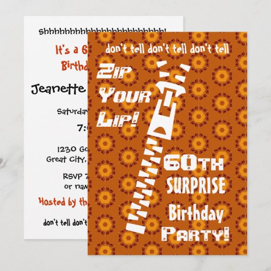 60e ZUIVERING Goud Oranje Zip Lip Kaart (Voorkant / Achterkant)