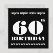 60e ZURPRISE Birthday Party Black White Sjabloon Kaart (Voorkant / Achterkant)